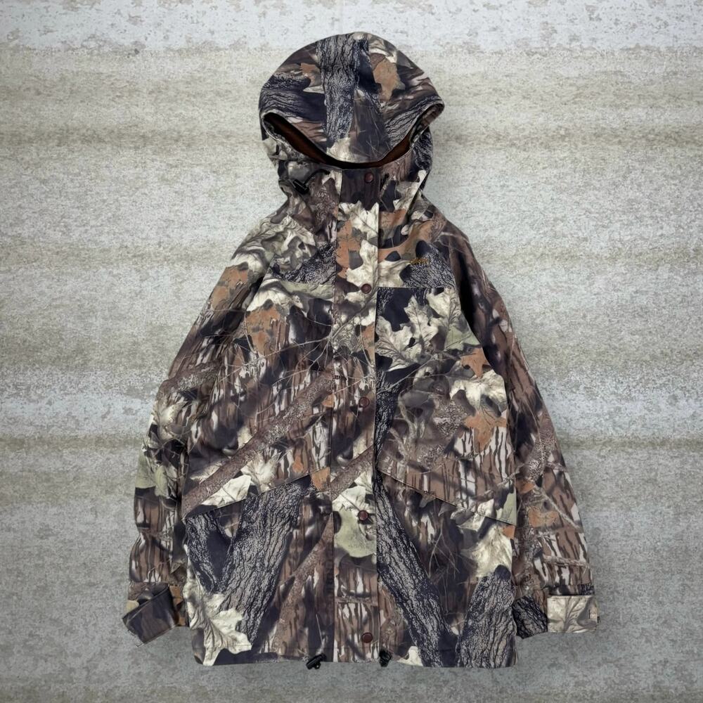 Vintage 90s Cabelas Jacket Mens XS Hunting Camo Full Zip Made in USA Woodland